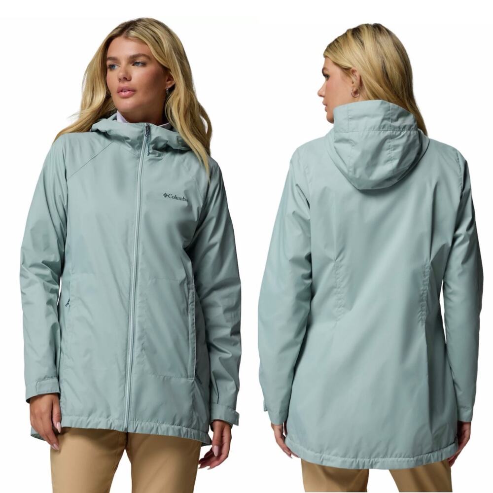Columbia Switchback II Omni-Shield Lined Long Rain Jacket Sage Green Small